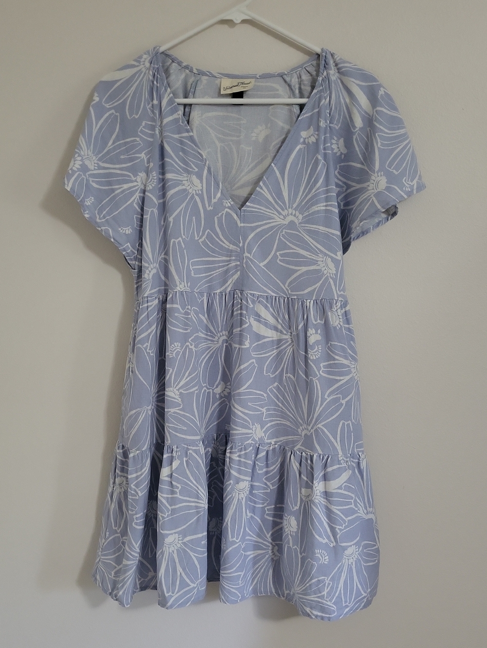Universal Thread Floral V-Neck Tiered  Mini Dress, Linen Blend